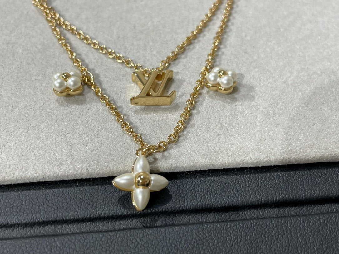 [⭐Haelin Jewelry]FLOWERGRAM GOLD MOP DOUBLE ROW NECKLACE