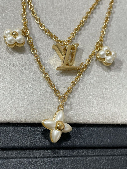 [⭐Haelin Jewelry]FLOWERGRAM GOLD MOP DOUBLE ROW NECKLACE