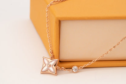 [⭐Haelin Jewelry]STAR PINK MOP 1 DIAMOND PINK GOLD NECKLACE
