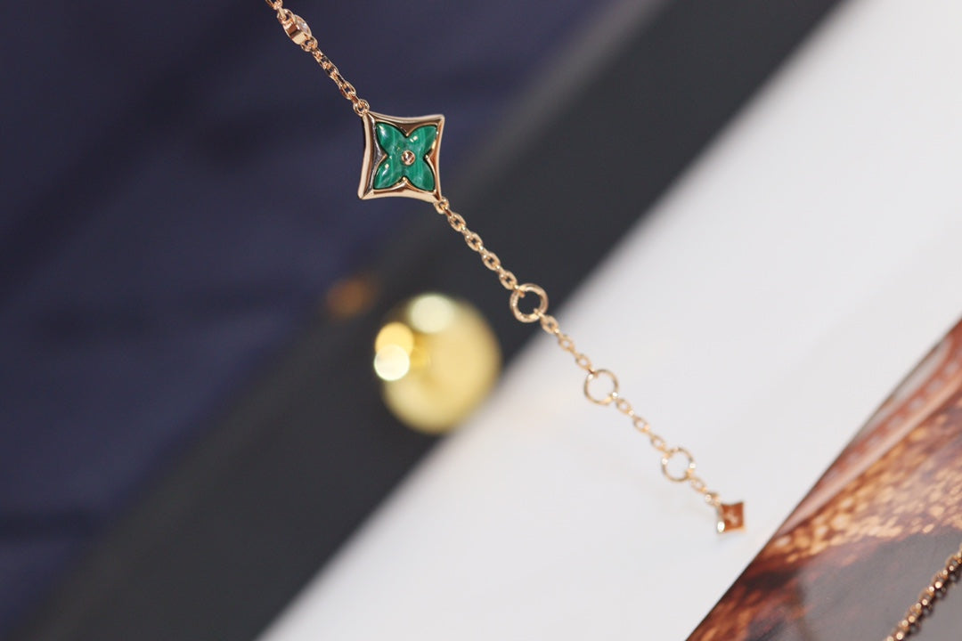 [⭐Haelin Jewelry]STAR AND SUN 4 MOTIF PINK GOLD MALACHITE BRACELET