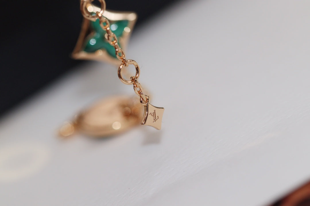 [⭐Haelin Jewelry]STAR AND SUN 4 MOTIF PINK GOLD MALACHITE BRACELET