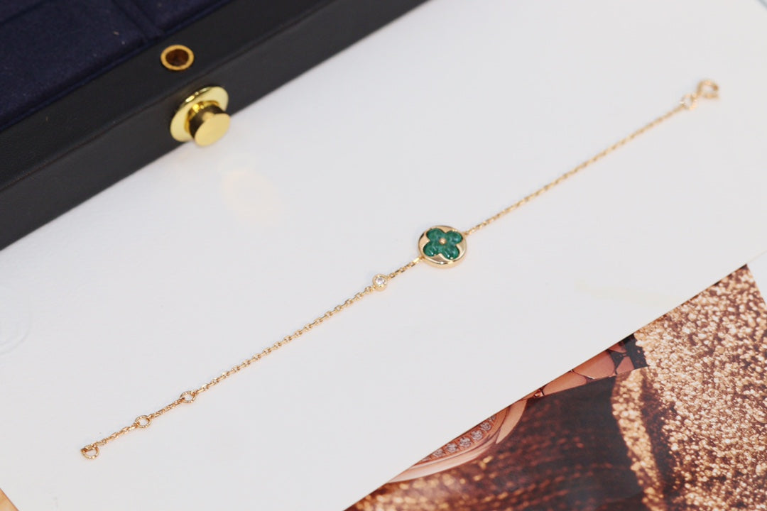 [⭐Haelin Jewelry]STAR AND SUN 4 MOTIF PINK GOLD MALACHITE BRACELET