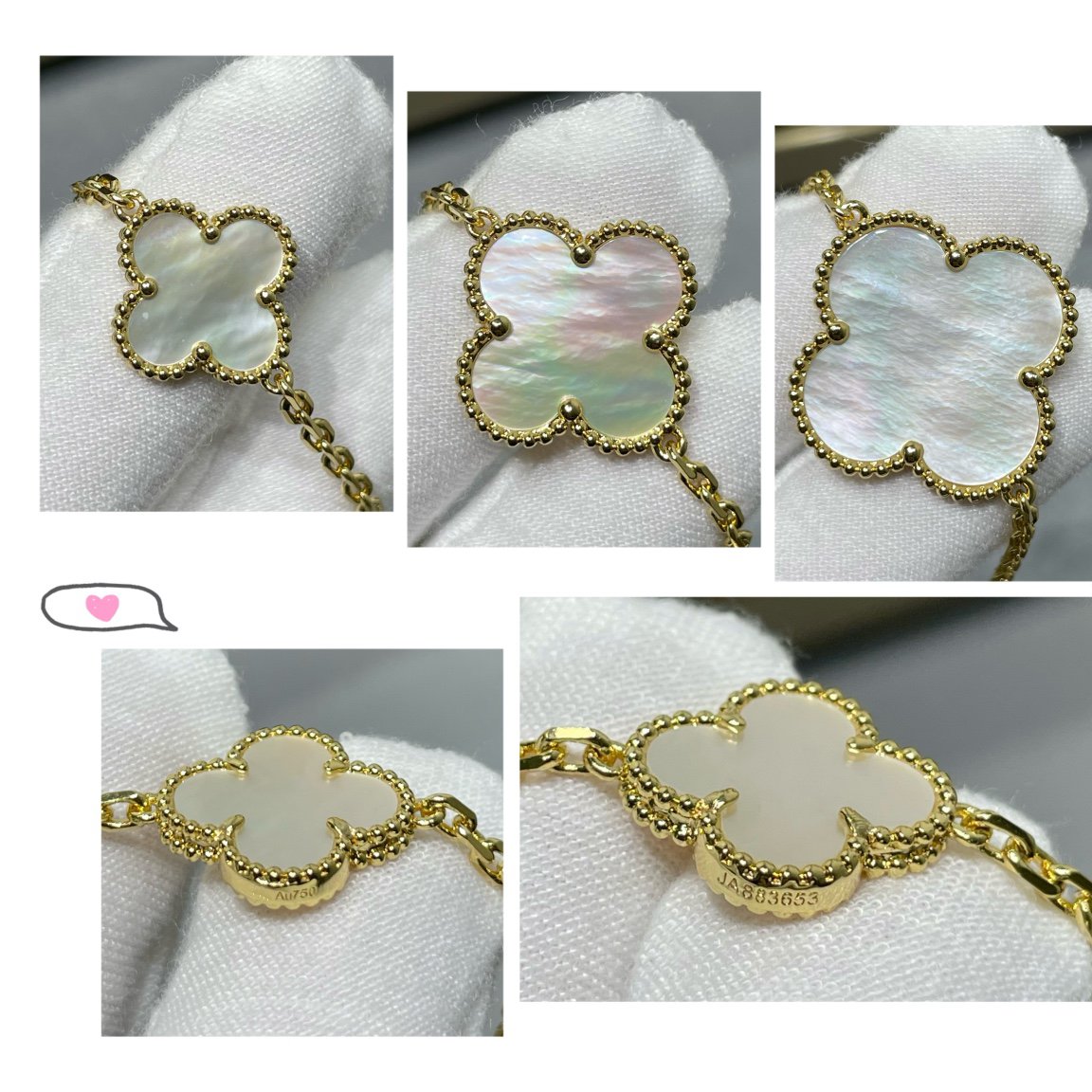 [⭐Haelin Jewelry]CLOVER 16 MOTIF WHITE MOP GOLD NECKLACE