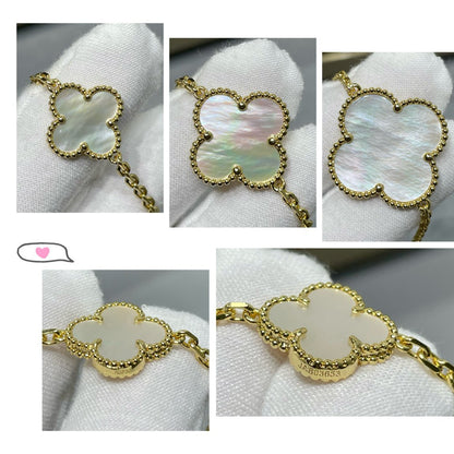 [⭐Haelin Jewelry]CLOVER 16 MOTIF WHITE MOP GOLD NECKLACE