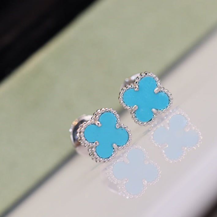 [⭐Haelin Jewelry]CLOVER MINI TURQUOISE SILVER STUD EARRINGS