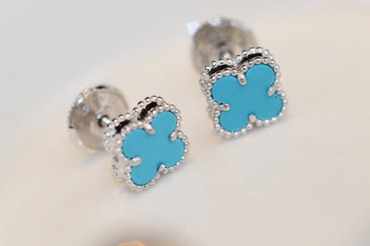 [⭐Haelin Jewelry]CLOVER MINI TURQUOISE SILVER STUD EARRINGS