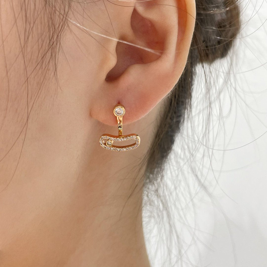 [⭐Haelin Jewelry]MOVE UNO PINK GOLD DIAMOND EARRINGS