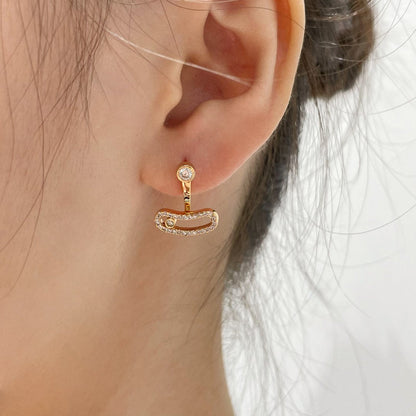 [⭐Haelin Jewelry]MOVE UNO PINK GOLD DIAMOND EARRINGS