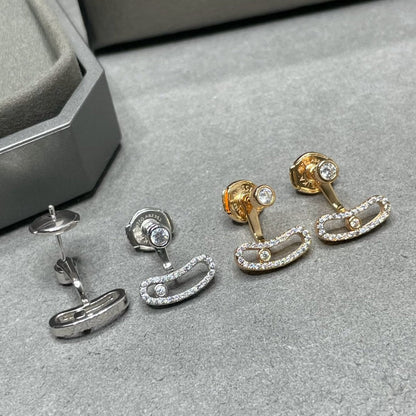 [⭐Haelin Jewelry]MOVE UNO PINK GOLD DIAMOND EARRINGS