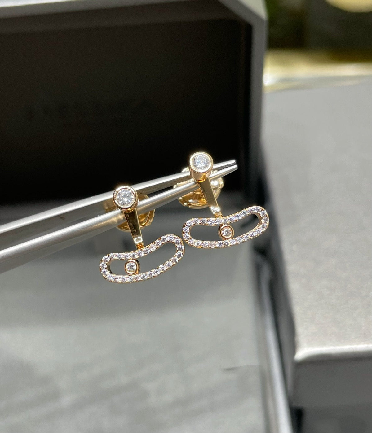 [⭐Haelin Jewelry]MOVE UNO PINK GOLD DIAMOND EARRINGS