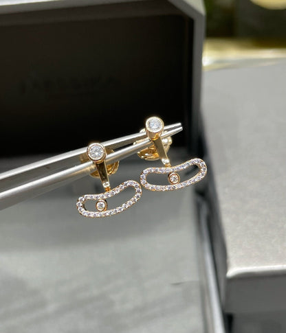 [⭐Haelin Jewelry]MOVE UNO PINK GOLD DIAMOND EARRINGS