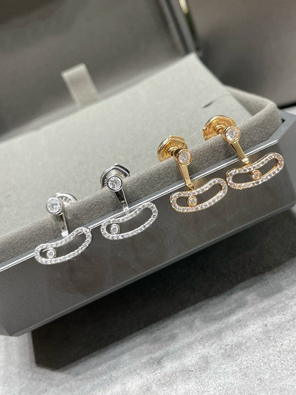 [⭐Haelin Jewelry]MOVE UNO PINK GOLD DIAMOND EARRINGS