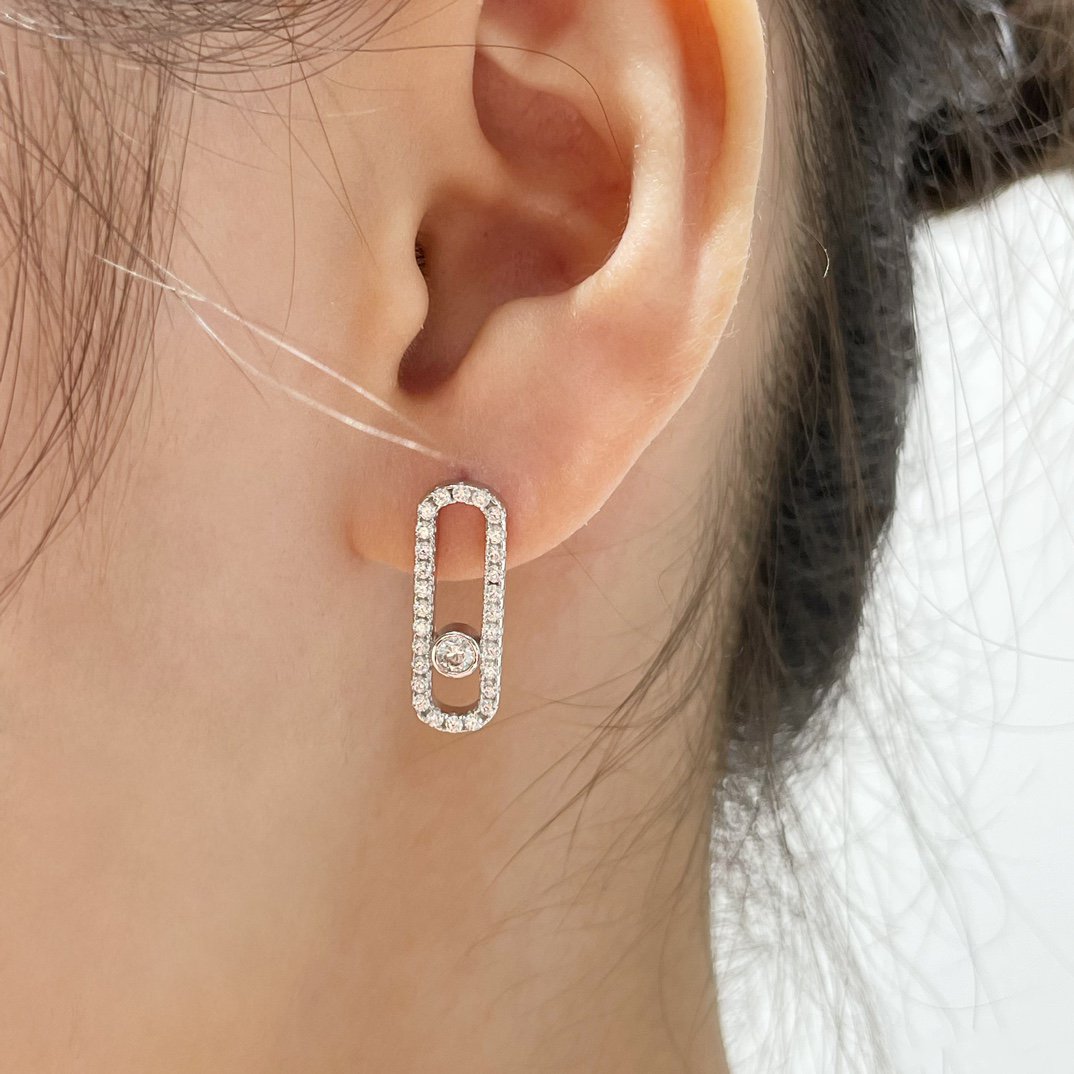 [⭐Haelin Jewelry]MOVE UNO STUD DIAMOND PAVED EARRINGS