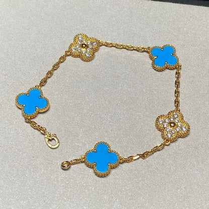 [⭐Haelin Jewelry] CLOVER 5 MOTIF BLUE AGATE BRACELET COLLECTION