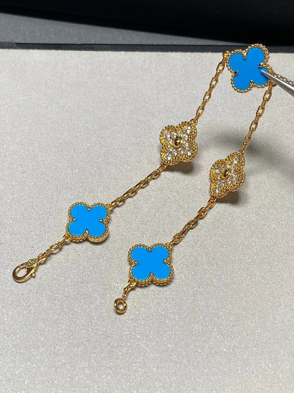 [⭐Haelin Jewelry] CLOVER 5 MOTIF BLUE AGATE BRACELET COLLECTION