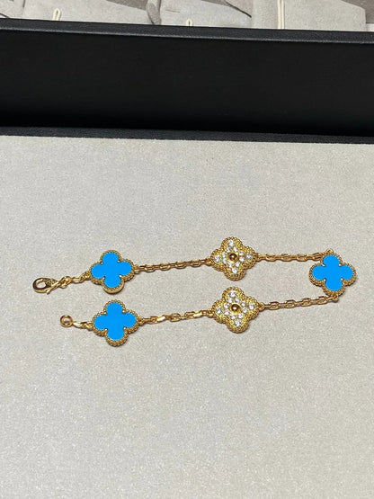 [⭐Haelin Jewelry] CLOVER 5 MOTIF BLUE AGATE BRACELET COLLECTION