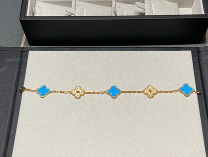 [⭐Haelin Jewelry] CLOVER 5 MOTIF BLUE AGATE BRACELET COLLECTION