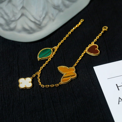 [⭐Haelin Jewelry]LUCKY SPRING 5 MOTIF GOLD BRACELET