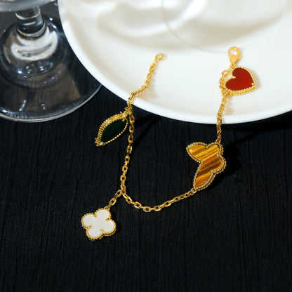 [⭐Haelin Jewelry]LUCKY SPRING 5 MOTIF GOLD BRACELET