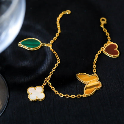 [⭐Haelin Jewelry]LUCKY SPRING 5 MOTIF GOLD BRACELET