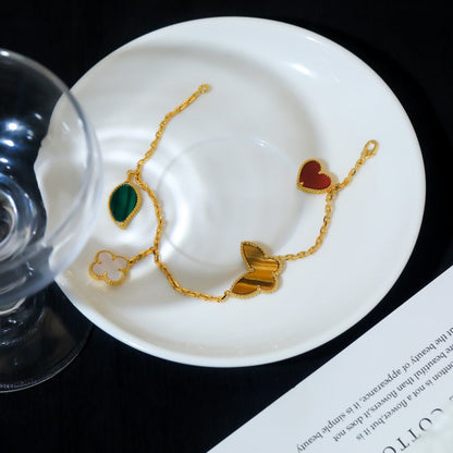 [⭐Haelin Jewelry]LUCKY SPRING 5 MOTIF GOLD BRACELET