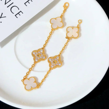 [⭐Haelin Jewelry]CLOVER WHITE PEARL MOP 5 MOTIF BRACELET COLLECTION