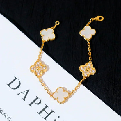 [⭐Haelin Jewelry]CLOVER WHITE PEARL MOP 5 MOTIF BRACELET COLLECTION