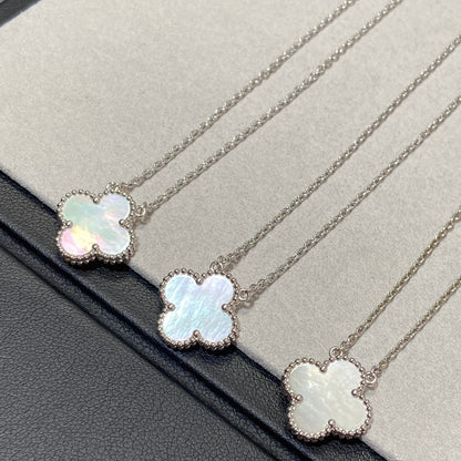 [⭐Haelin Jewelry]CLOVER MEDIUM SILVER WHITE MOP NECKLACE