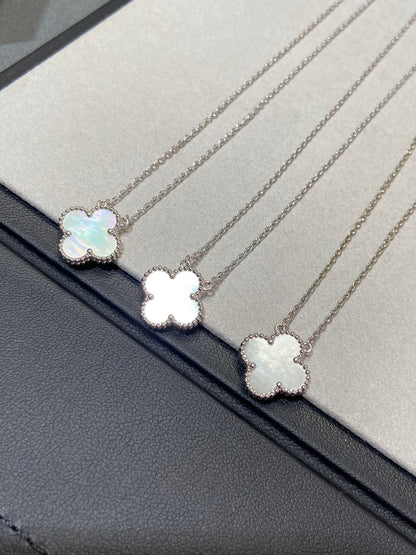 [⭐Haelin Jewelry]CLOVER MEDIUM SILVER WHITE MOP NECKLACE