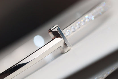[Haelin Jewelry]NARROW T1 HINGED BANGLE DIAMOND SILVER