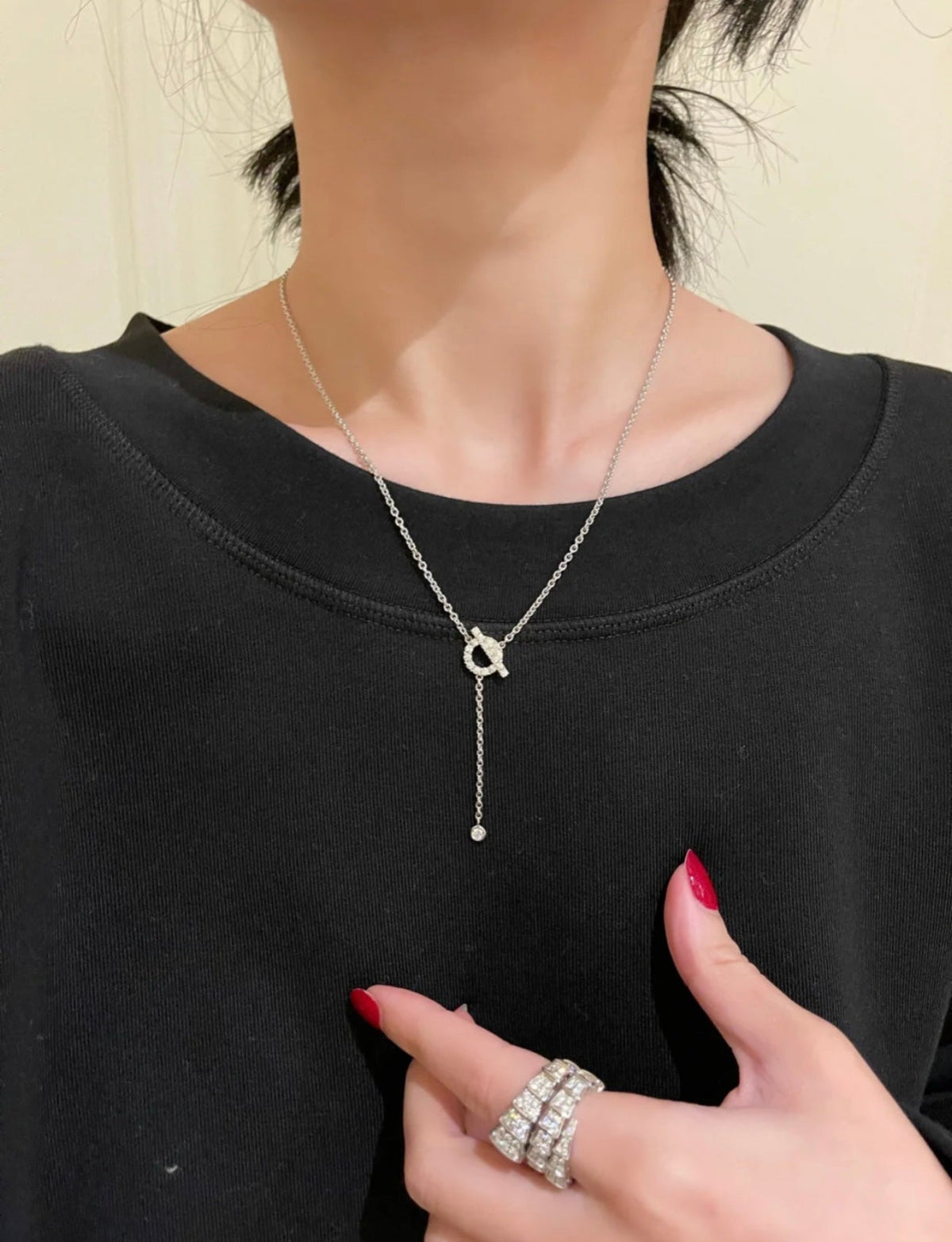 [⭐Haelin Jewelry]FINESSE SILVER DIAMOND NECKLACE