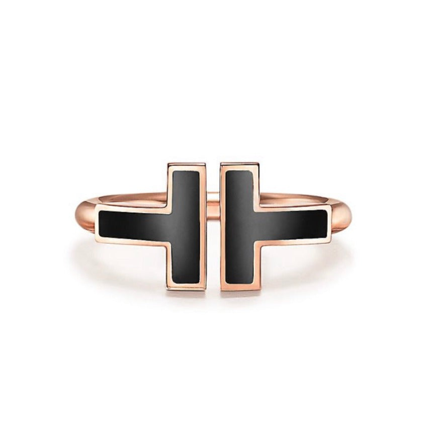 [Haelin Jewelry]T SMALL ONYX PINK GOLD RING