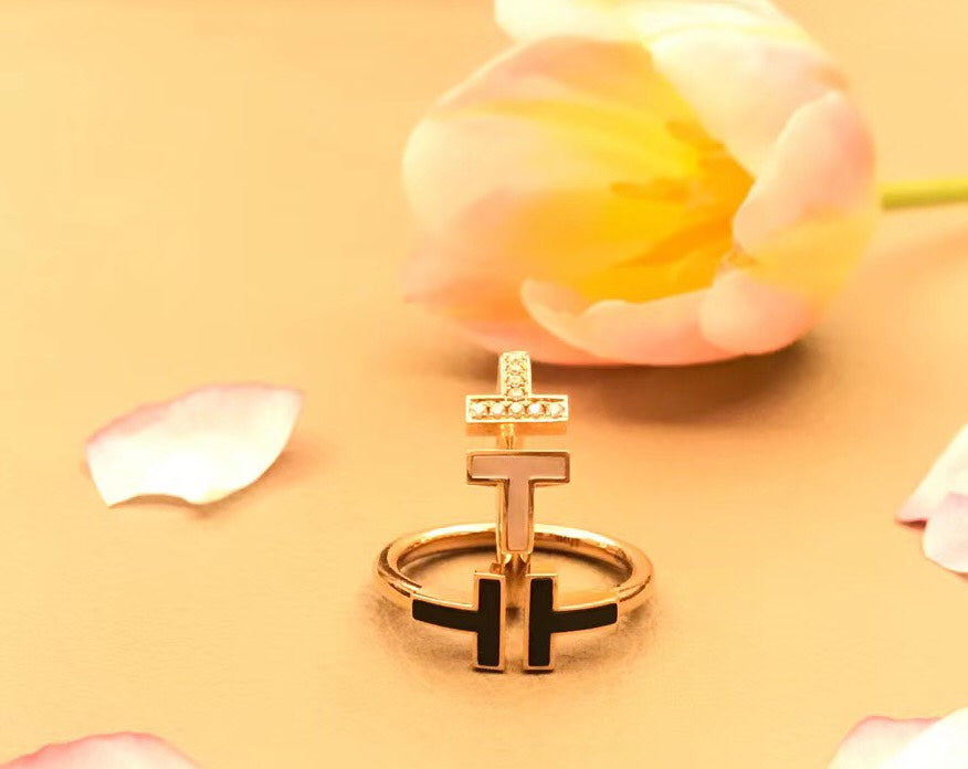 [Haelin Jewelry]T SMALL ONYX PINK GOLD RING