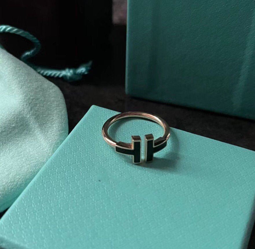 [Haelin Jewelry]T SMALL ONYX PINK GOLD RING