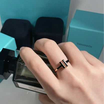 [Haelin Jewelry]T SMALL ONYX PINK GOLD RING