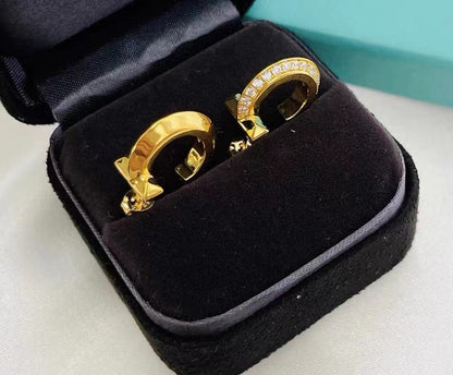[Haelin Jewelry]T1 HOOP DIAMOND EARRINGS
