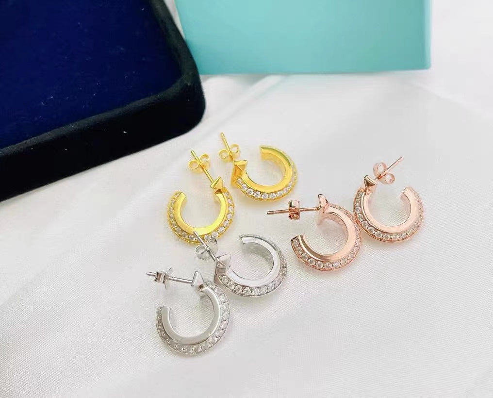 [Haelin Jewelry]T1 HOOP DIAMOND EARRINGS