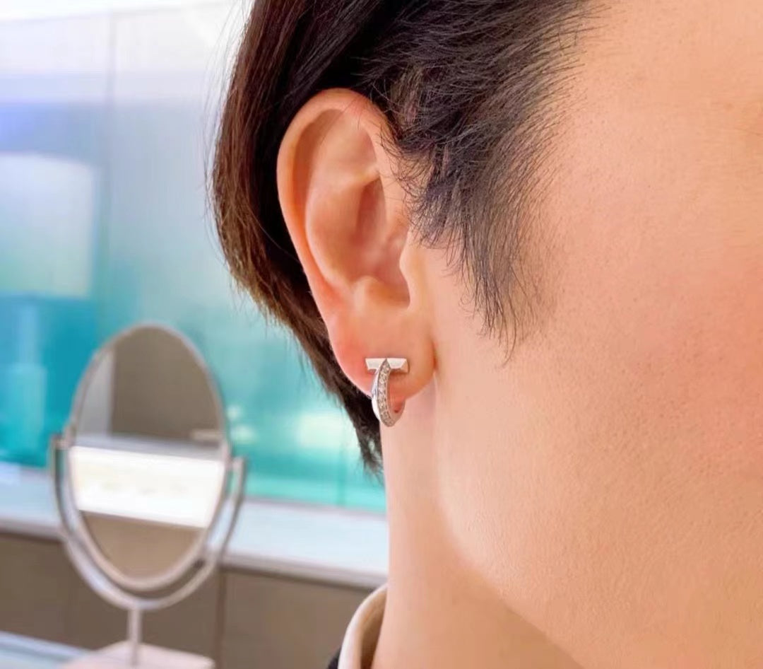 [Haelin Jewelry]T1 HOOP DIAMOND EARRINGS