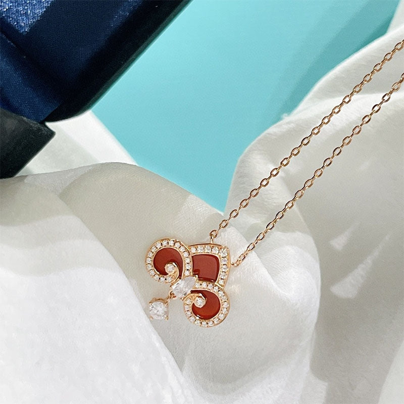 [Haelin Jewelry]FLEUR DE LIS PINK GOLD DIAMOND NECKLACE