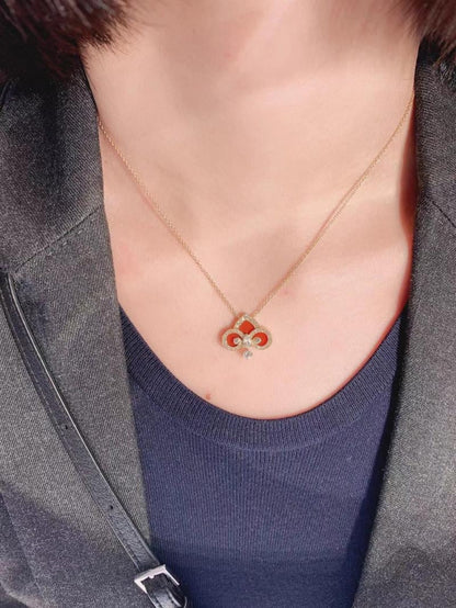 [Haelin Jewelry]FLEUR DE LIS PINK GOLD DIAMOND NECKLACE