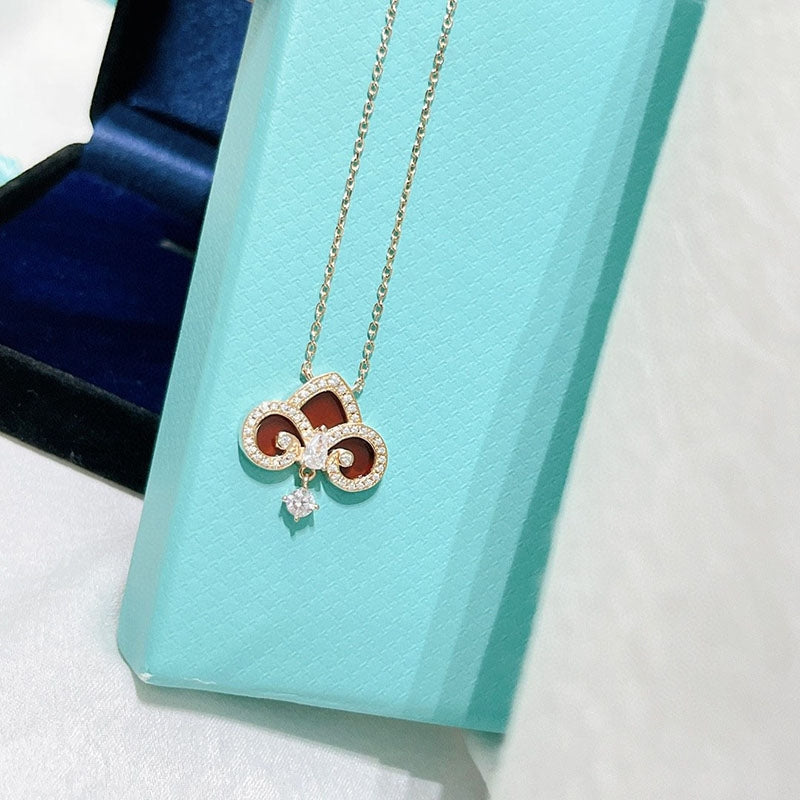 [Haelin Jewelry]FLEUR DE LIS PINK GOLD DIAMOND NECKLACE