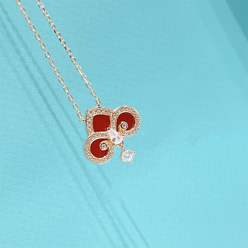[Haelin Jewelry]FLEUR DE LIS PINK GOLD DIAMOND NECKLACE
