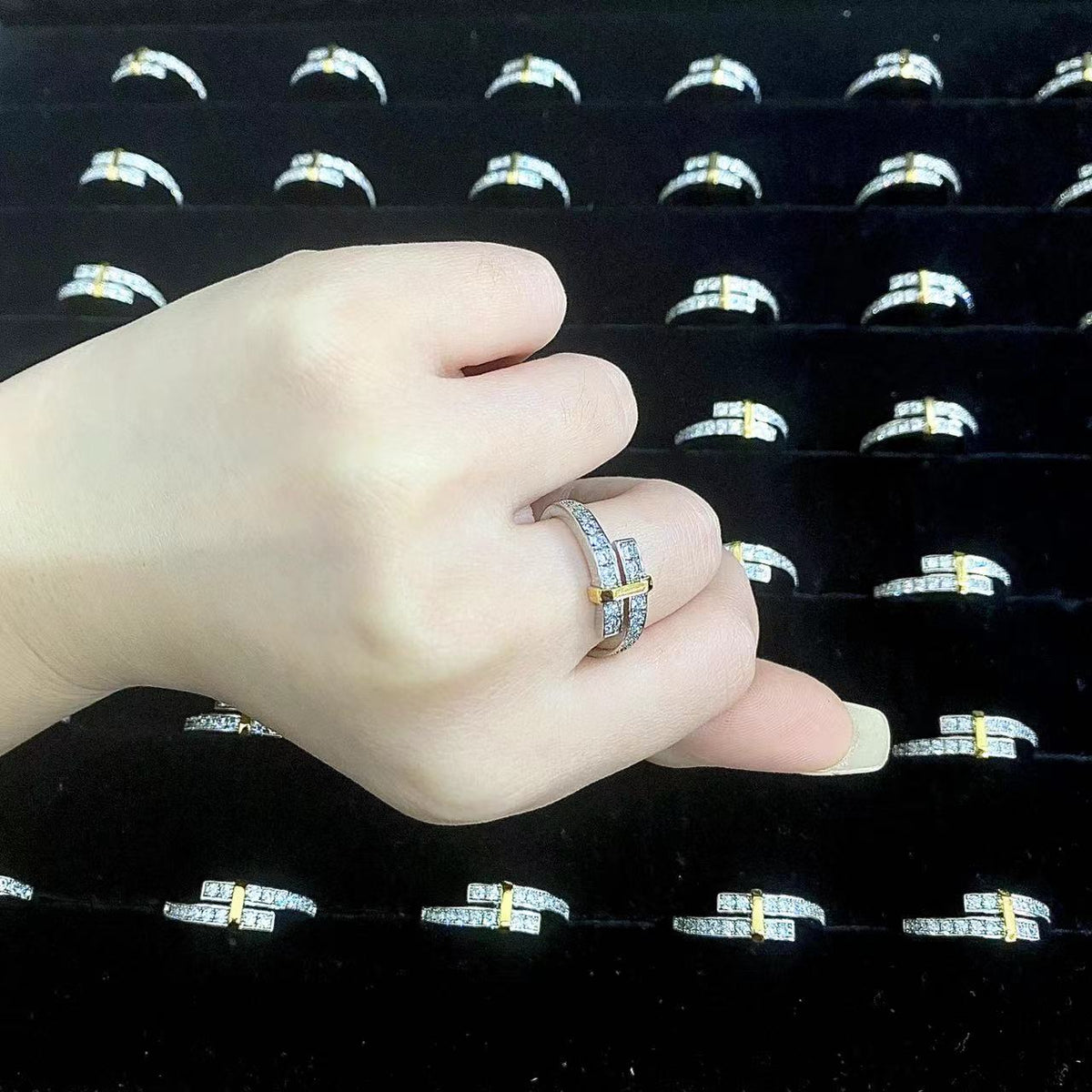 [Haelin Jewelry]EDGE GOLD SILVER DIAMOND RING