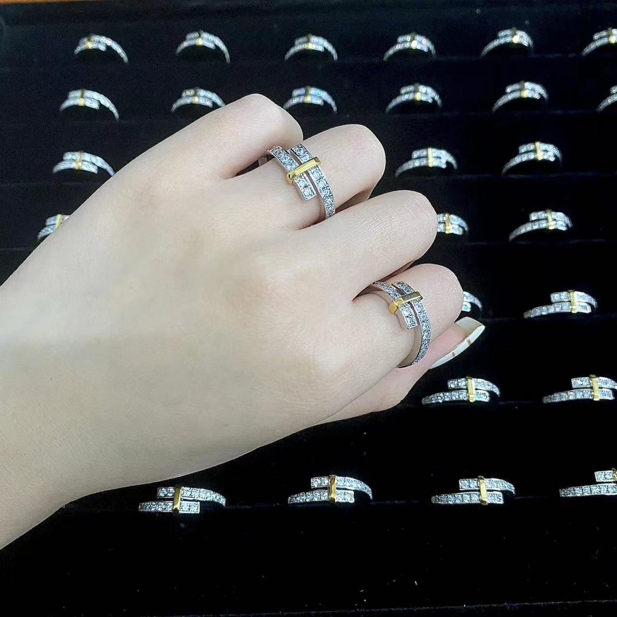 [Haelin Jewelry]EDGE GOLD SILVER DIAMOND RING