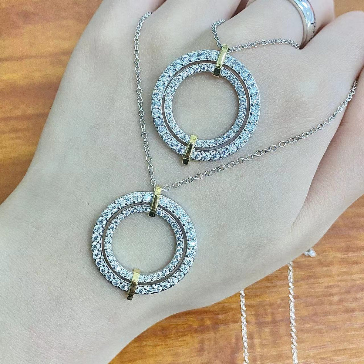 [Haelin Jewelry]EDGE DIAMOND GOLD SILVER NECKLACE
