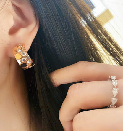 [⭐Haelin Jewelry]BEE LOVE DIAMOND HOOP EARRINGS