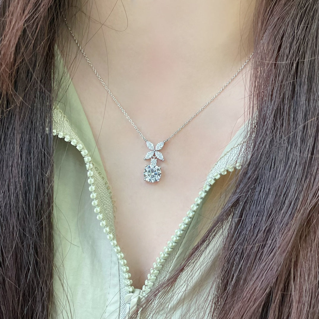 [Haelin Jewelry]VICTORIA PENDANT SILVER DIAMOND NECKLACE