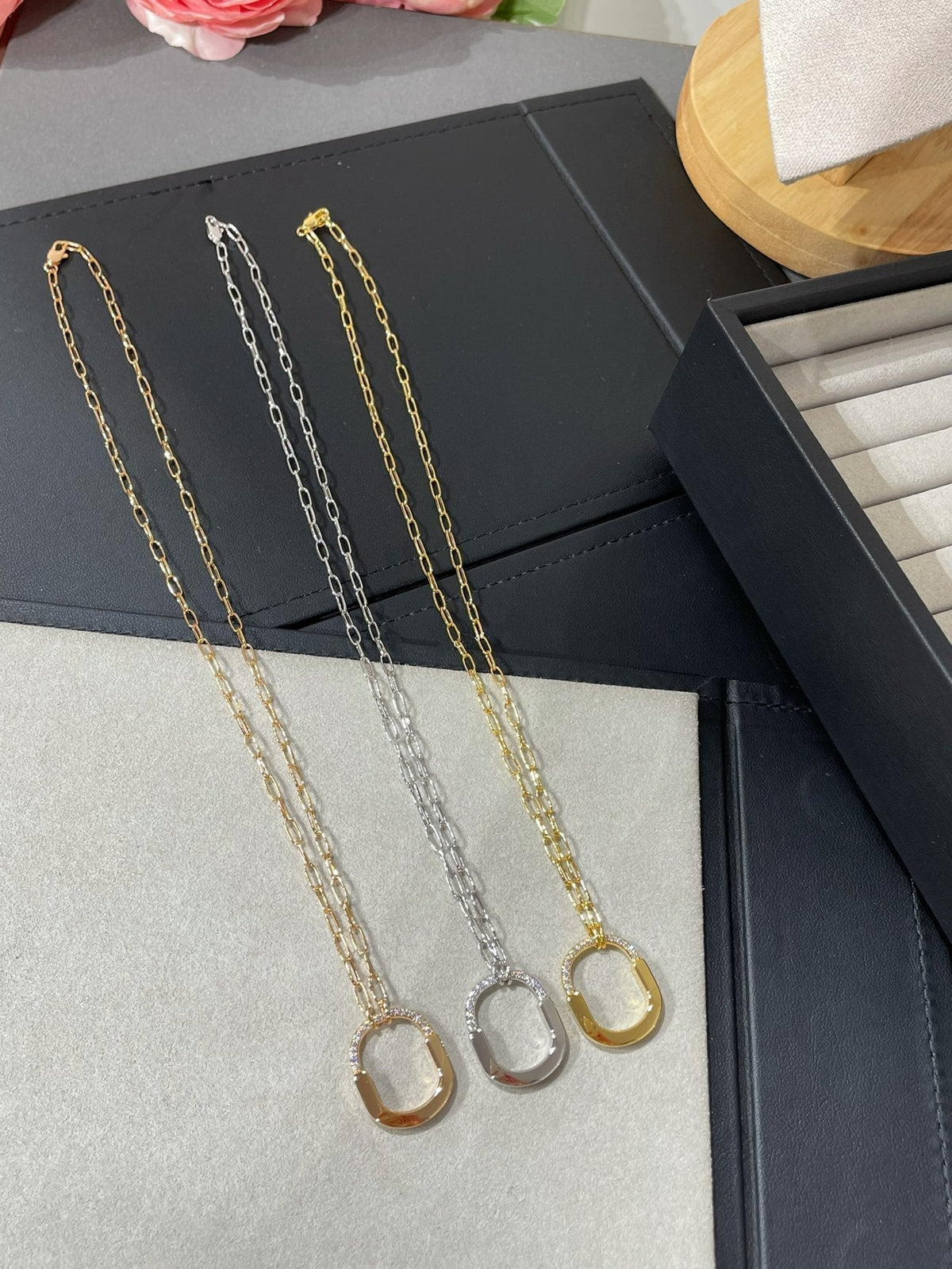 [Haelin Jewelry]LOCK MEDIUM PENDANT DIAMOND NECKLACE