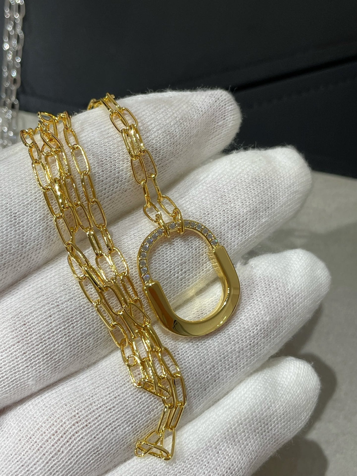 [Haelin Jewelry]LOCK MEDIUM PENDANT DIAMOND NECKLACE