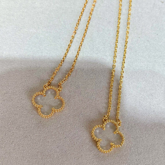 [⭐Haelin Jewelry]CLOVER ROCK CRYSTAL ROSE GOLD NECKLACE